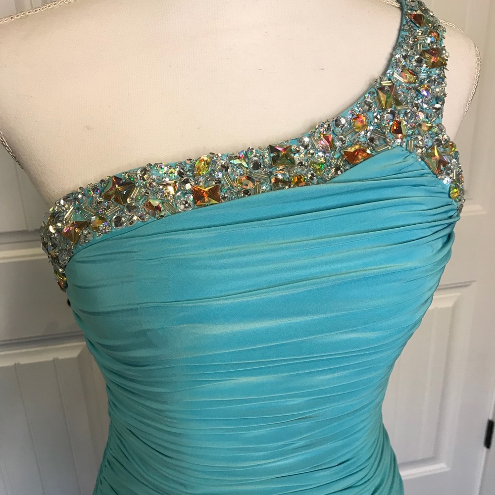 Night Moves Turquoise Embellished Mermaid Dress